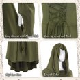 thumbnail image 6 of IROOZIGOTO Womens Medieval Renaissance Dress 7 Piece Costume Set Olive Green Hooded Long Sleeve Lace Up Asymmetric Hem with Faux Leather Accessories for Halloween Cosplay LARP Themed Party, 6 of 9