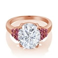 thumbnail image 2 of Gem Stone King 18K Rose Gold Plated Silver Pink Tourmaline Ring Set with Moissanite (5.43 Cttw) (Size 7), 2 of 4