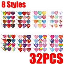 Valentines Gift Tags Stickers Heart Stickers Labels Sheets Valentine's Day Gift Stickers for Party Decorative Stickers 32 Pcs