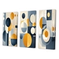 thumbnail image 3 of Designart "Yellow Blue Circulars Graphic Geometry IV" Modern Midcentury Wall Art Set Of 3 - Abstract Midcentury Blue Gallery Wall Set For Home Decor, 3 of 6