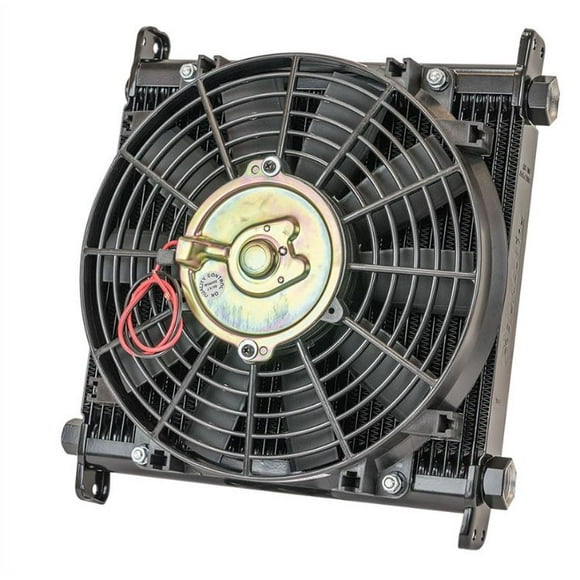 Flex-A-Lite Fluid Cooler 114213 Transmission Cooler; 29 Row; With 3/8 Inch Barbed Fittings/Mounted 10 Inch Electric Fan