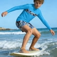 thumbnail image 1 of Odeerbi 3-14 Años Chicos 2 Piezas de Manga Larga Rash Guard Conjunto Hawaiano Upf 50 + Traje de Baño de Surf Seco Rápido Con Pantalones Cortos de Tabla, 1 of 7