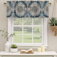 thumbnail image 2 of Blue Gray Boho Flower Curtain Valances for Windows, Kitchen Valance Window Treatments Panel 2 Pack, Vintage National Floral Rod Pocket Short Curtains for Bathroom Bedroom 42 x 18 Inch, 2 of 8
