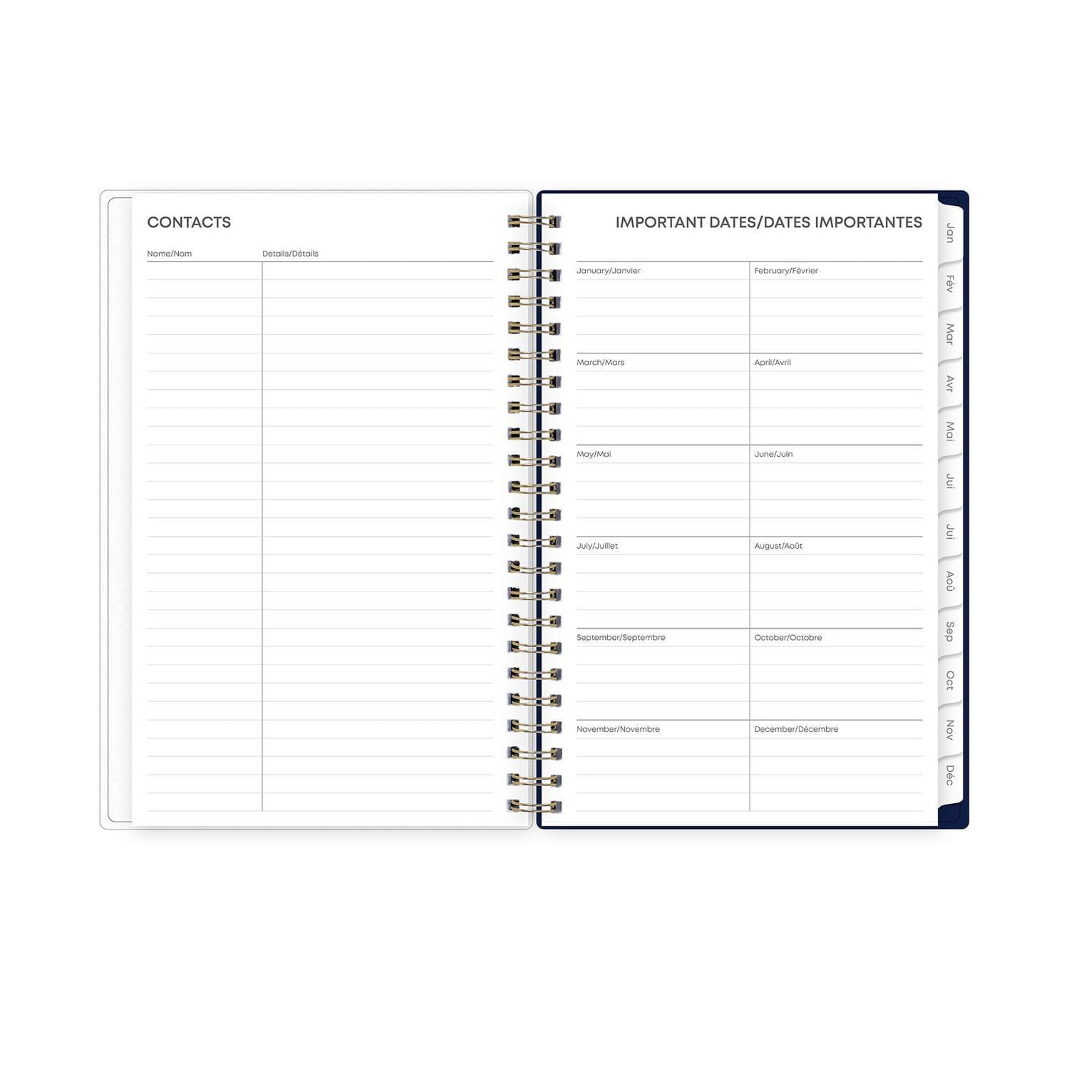 Agenda hebdomadaire/mensuel 2024, 5 po x 8 po, Blue Sky, Tana