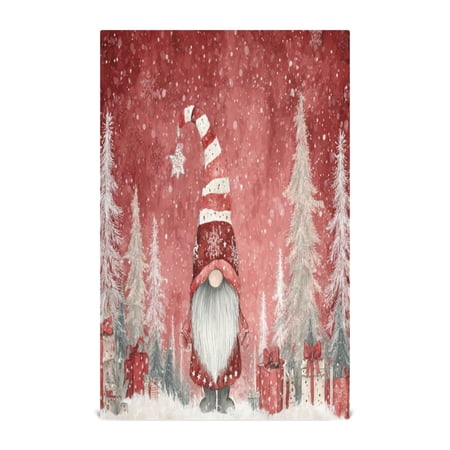 Qxltty Christmas Gnome Kitchen Towels 28 x 18 Inch Soft Cotton Linen Feel Dish Towels with Hanging Loop for Drying Cleaning & Decor