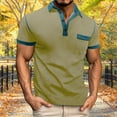 thumbnail image 2 of Kukoosong Men's Color Block Polo Shirt, Short Sleeve Casual Golf Shirts with Pocket, Contrast Collar Knit Tops for Summer, 2 of 7