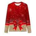 thumbnail image 4 of SELONE Christmas Shirts for Women Printed Crewneck Pullover Long Sleeved Casual Tops Red 5XL, 4 of 4