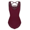 thumbnail image 3 of iEFiEL Women Sleeveless Mesh Splice Ballet Dance Leotard Yoga Gymnastics Bodysuit, 3 of 6
