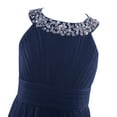 thumbnail image 5 of inlzdz Flower Girl Sequins Halter Neck Chiffon Dress Wedding Party Ball Prom Evening Gowns Dresses Dark Navy 8, 5 of 7