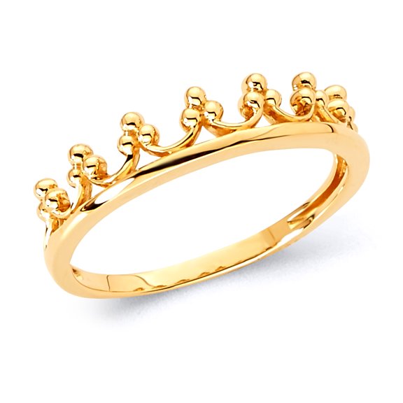 Wellingsale Ladies Solid 14k Yellow Gold Polished CZ Cubic Zirconia Right Hand Ring Band - Size 4