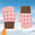 thumbnail image 2 of UngA Toddler Kids Winter Wool Knit Fingerless Gloves Print Cold Weather Thermal Warm Lightweight Soft Mitten for Girls Boys (Pink,6-9 Years), 2 of 4