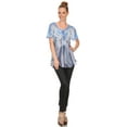 thumbnail image 5 of Sakkas Taylay Ombre Tie Dye Batik Long Embroidered Corset Neck Blouse Shirt Top - Indigo - One Size, 5 of 5