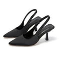 thumbnail image 5 of KEGIRLOM Women's Fashionable Casual Solid Color Pointed Toe Open Back Style High Heels Shoes Black 6, 5 of 5