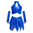 thumbnail image 2 of Haitryli Kids Girls 3 Piece Hip Hop Jazz Latin Ballroom Dance Outfits Sequins Metallic Halter Crop Tops with Skirt Gloves Set Blue 14, 2 of 7