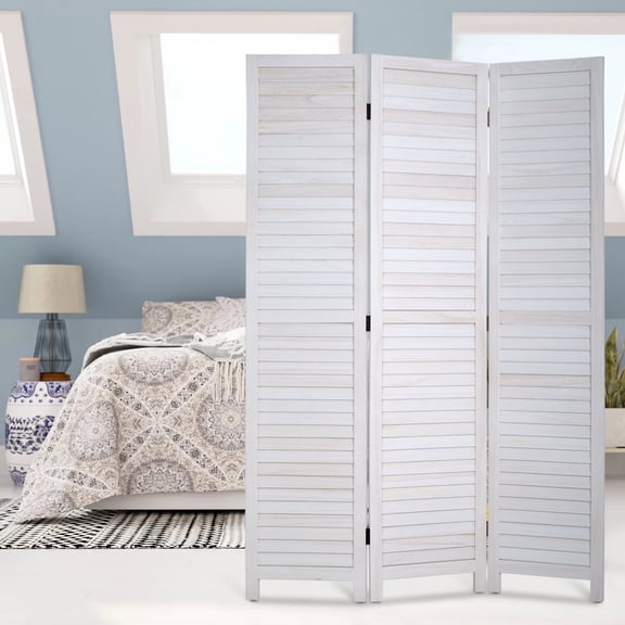 Dkelincs 3 Panel Wood Room Divider 4.3ft Tall Folding Privacy Screen Wall Divider 67"×16" Each Panel Wood Screen, White
