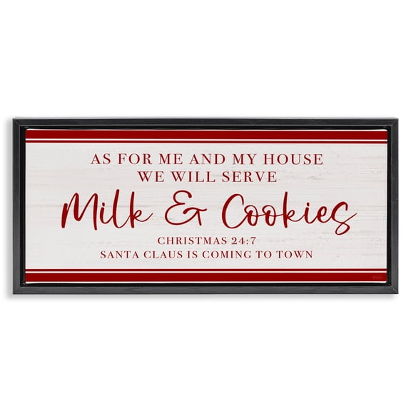 Stupell Industries We Will Serve Milk & Cookies Black Framed Floater Canvas Wall Art, design by Natalie Carpentieri, 11 x 25
