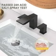 thumbnail image 3 of Matte Black Bathroom Faucet 3 Holes Two Handles Vanity Widespread 8 Inch Bathroom Sink Faucet, Waterfall Bathroom Sink Faucet with cUPC Supply Hoses, Pop Up Drain, Stainless Steel, 3 of 8