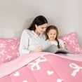 thumbnail image 4 of Erosebridal Princess Bow Ribbon Full Size Comforter Sets for Girls, Cute Love Heart Bedding Sets, Pink Reversible, 3-Piece, 4 of 6