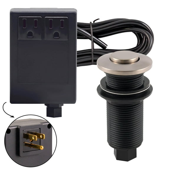 Westbrass ASB-2B3-07 Disposal Air Switch and Dual Outlet Control Box, Flush Button, Satin Nickel