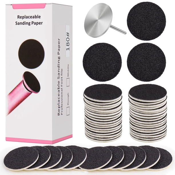 Discos de papel de lija Difenni con broca de metal para uñas, disco de lijado para pedicura, 100 discos de papel de lija de 25 mm, discos de papel de lija para lima de pies, grano #180 para manicura y