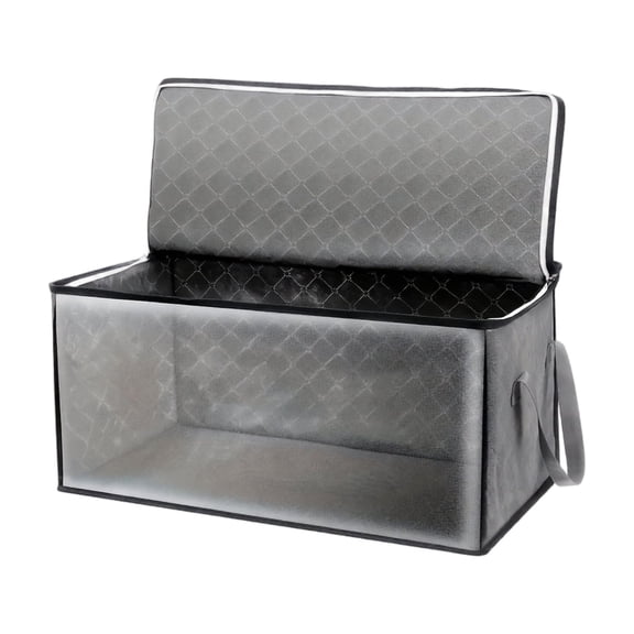 Clear Window Fabric Storage Bags, Heavy Duty Clothes Storage Bins with Zipper Lid, Reinforced Carry Handles Foldable Storage Totes for Quilt Clothing Dorm Wardrobe 1PCS