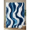 thumbnail image 4 of Shower Curtain Waterproof for Bathroom 72x84 Inch, Blue Lines Bath Curtain for Bath Stalls and Tub Abstract Art Liquid Decorative Shower Curtains with Hooks, 4 of 8