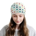 thumbnail image 2 of Naloa Colorful Geometric Soft Beanie Hat, Knit Beanie Daily Beanie in Fine Knit for Women Men Winter Travel, Outdoor, 2 of 7