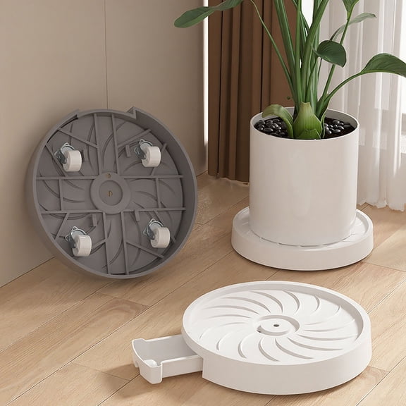 Caddy with Wheels,11.8" Rolling Stand 165 LBS Heavy Duty with Hidden 360 Â° Rotating Silent Wheel Wheels for Outdoor Indoor Large Pots,Flower Pot,Patio(White)