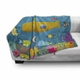 thumbnail image 3 of Yellow Submarine Soft Flannel Fleece Throw Blanket, Coral Reef Colorful Fish Ocean Life Marine Creatures Tropic Kid, Cozy Plush for Indoor and Outdoor Use, 50" x 60", Blue Yellow Pink, by Ambesonne, 3 of 6
