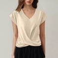 thumbnail image 2 of Kcolen Women's Dressy Casual Blouses To Wear with Jeans Summer Solid Color Short Sleeve T-Shirts V Neck Comfy Trendy Pullovers Loose Fit Fashion Blouse for Women, 2 of 6