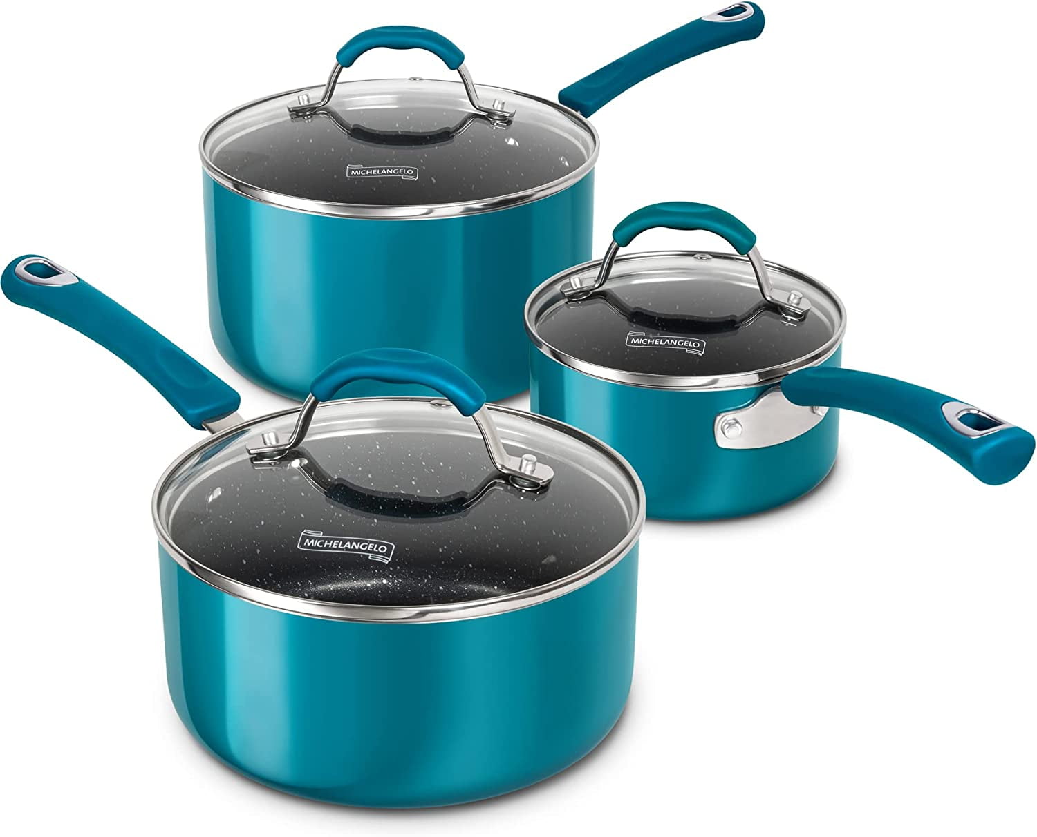 Sauce Pan Sets, Enamel Sauce Pan with Lid, 1Qt & 2Qt & 3Qt Saucepans