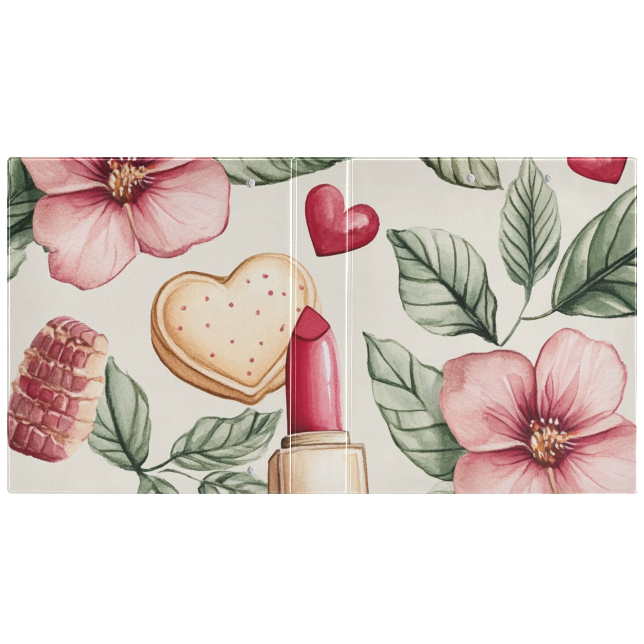 Lipstick and Flowers Leaves 3 Ring Binders 1.5 inch Hardcover File Folders with Interior Pockets A4 Size Organizer for School Office Hospital Set of 2
