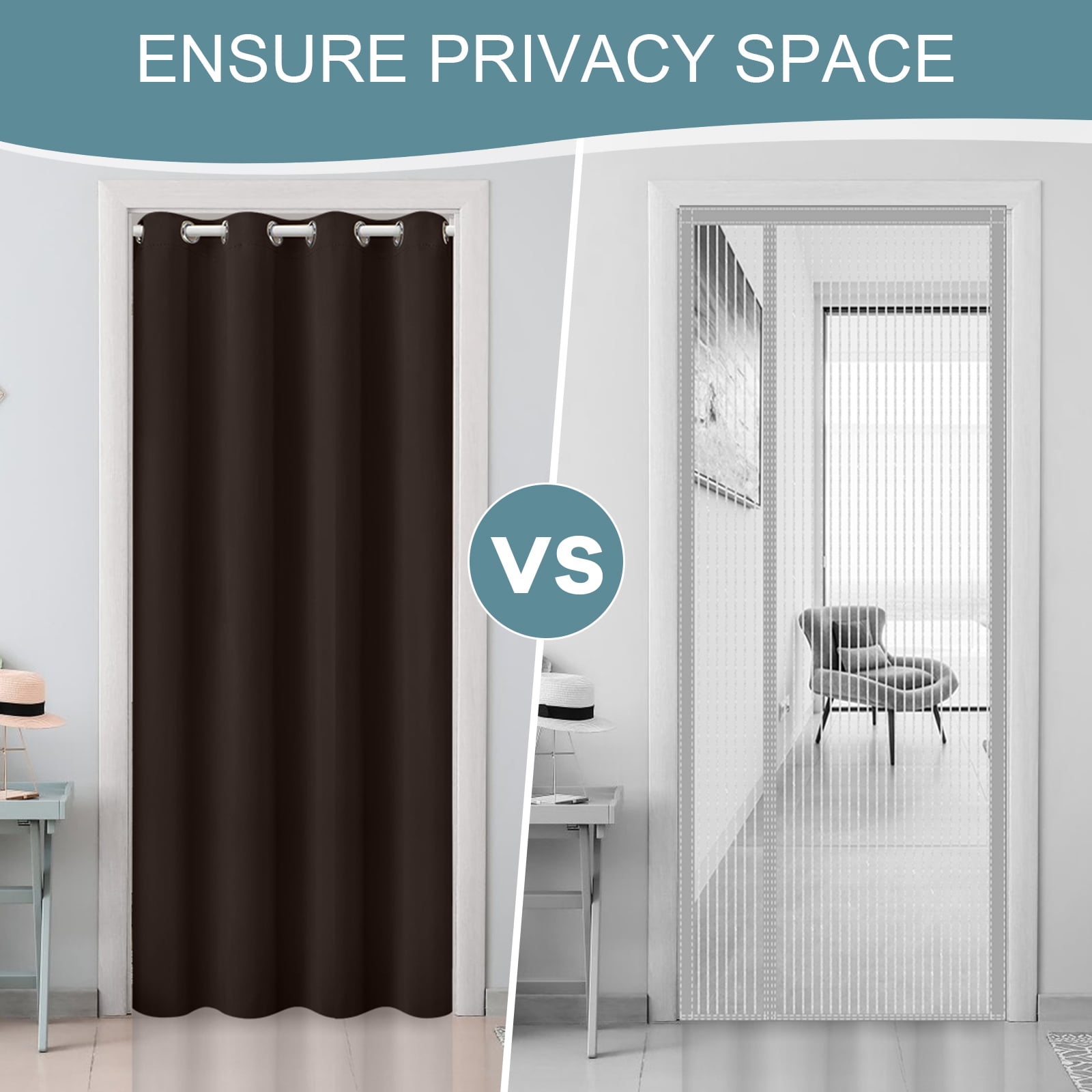 DONGPAI Blackout Curtains for Doorways and Closets, Privacy Door Curtain Room Divider Thermal Insulated Door Curtain, 1 Panel, 52" x 96", Brown