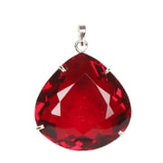 GEMHUB 25.00 Gram Red Topaz Pear Shape Gemstone Pendant 925 Sterling Silver Jewelry For Women