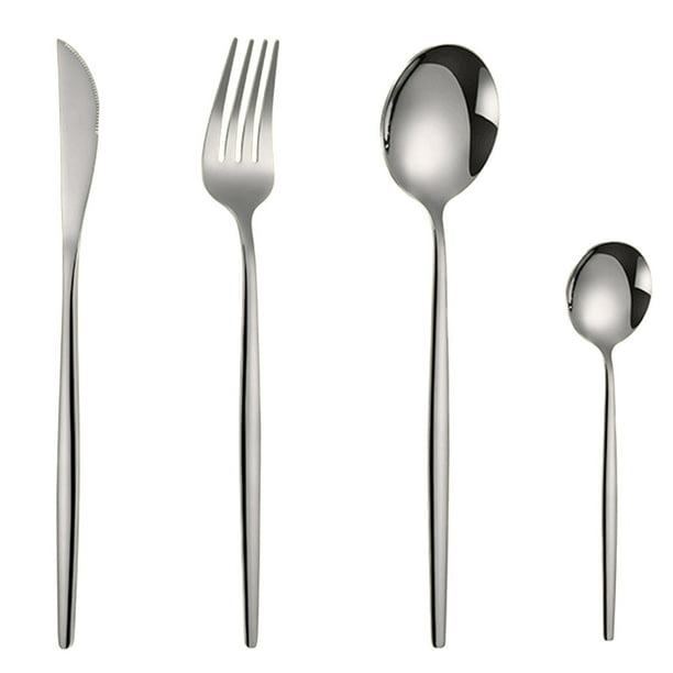4PCS Juego de cubiertos de acero inoxidable - Oro Diseño Europeo - Steak Tenedor Cuchara Cocina Comedor