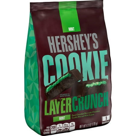 (2 Pack) Hershey's Cookie Layer Crunch, Mint Dark Chocolate Candy, 6.3