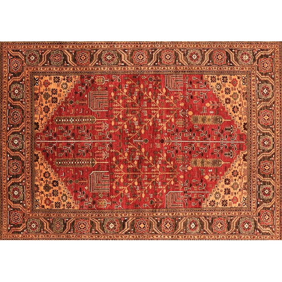 Ahgly Company Indoor Rectangle Oriental Orange Industrial Area Rugs, 2' x 4'