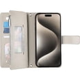 thumbnail image 2 of Funda cartera GANGXUN para iPhone 15 Pro Max , cuero PU con tarjetero, cremallera, correa de mano, soporte y protección 876°, 2 of 6