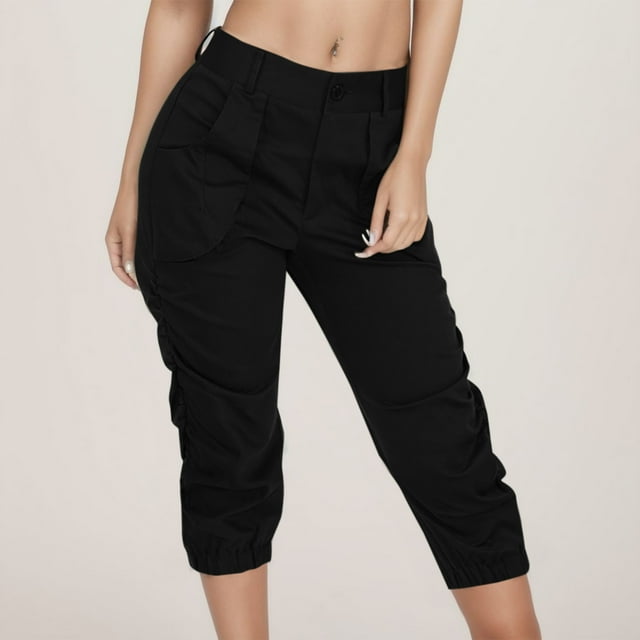 UANWENN Pantalons Décontractés Raccourcis avec Poches Shorts Amples pour Femmes Pantalons Décontractés pour Femmes Pantalons de Survêtement pour Femmes Pantalons Décontractés pour Femmes Pantalons d'Automne pour Femmes
