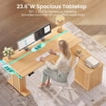 thumbnail image 4 of SEDETA 55 Inch L Shaped Electric Standing Desk, Height Adjustable Office Executive Desk with Power Outlets, Fluted Sit Stand Corner Computer Desk with Wood Drawers for Home Office, Oak, 4 of 8