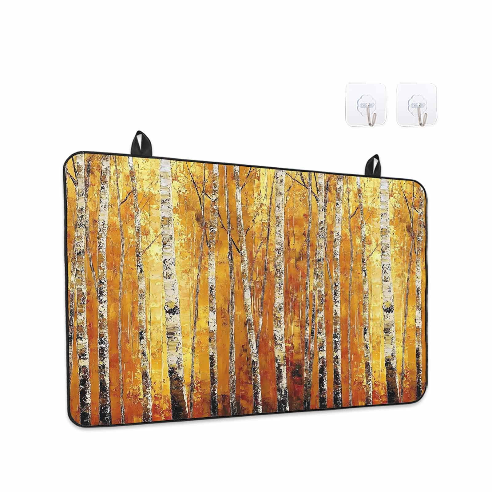 Autumn Branch Tree Stove Top Cover for Electric Stove, Heat-proof & Non Slip Glass Top Stove Cover Protector, Fall Yellow Forest Vintage Oil Painting Kitchen Flat Cooktop Rubber Mat 24x21 Inches