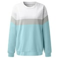 thumbnail image 5 of Women's Crewneck Sweatshirts Color Block Dressy Pullover Casual Long Sleeve Tops Trendy 2025, 5 of 5