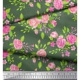 thumbnail image 3 of Soimoi Green Rayon Fabric Rose Floral Print Sewing Fabric Yard 56 Inch Wide, 3 of 3