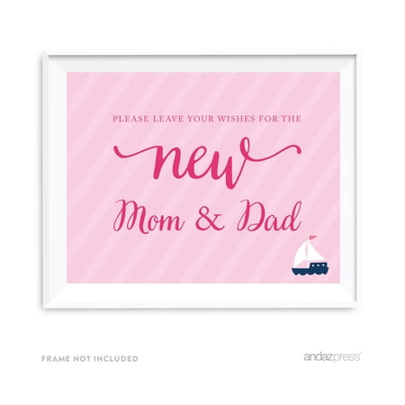 Leave Wishes For New Mom & Dad Pink Girl Nautical Baby Shower Party