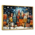 thumbnail image 2 of Designart "Winter Village Splendor Art Deco Painting II" Cityscapes Framed Wall Art - Industrial Colorful City Art Deco Entryway Framed Wall Art, 2 of 6