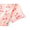 thumbnail image 4 of Beezizac Girls' Silky Satin Pajama - Pink Cherry Short Sleeves Set Trendy Button 2-Piece Outfit Kid Sleepwear Size 14, 4 of 7