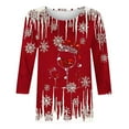 thumbnail image 4 of qelini Christmas Shirts for Women 3/4 Sleeve Red Wine Glass Print Pullover Basic Tee Crewneck Tunic Casual Holiday Blouses, 4 of 5