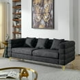 thumbnail image 6 of Modern Black 81" 3-Seater Sofa Teddy Fabric Sectional Sofa,Comfort Fabric Sectional Sofa-Deep Seating Sectional Sofa with 3 Pillows,Solid Wood Frame Gold Metal Legs…, 6 of 9