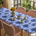thumbnail image 3 of Palm Trees Table Cloths for 8 Foot Rectangle Tables, Summer Vintage Tropical Trees Botanical Blue Patio Waterproof Elastic Fitted Tablecloths, Washable Rectangular Table Cover for Camping, 3 of 8