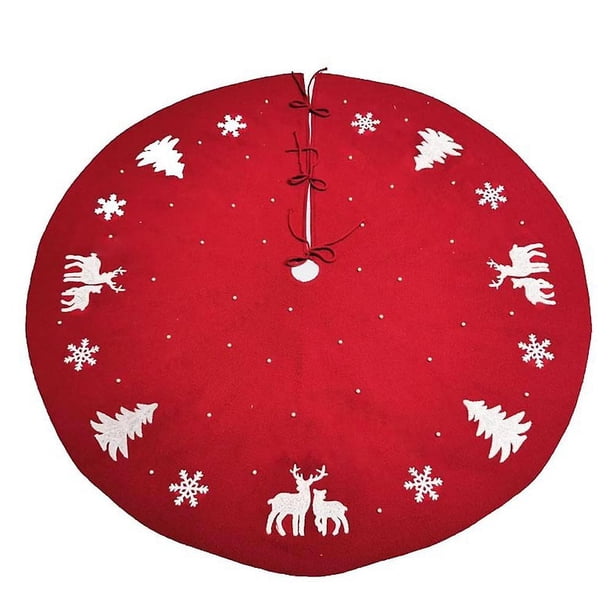 Falda de árbol de punto 3d de 48 pulgadas, cuello de árbol de punto grueso para decoraciones navideñas rústicas campestres